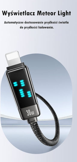 Usams USB-C to Lightning Cable 30W Μαύρο 1.2m (SJ743USB01)