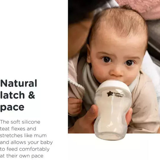 Tommee Tippee Σετ Πλαστικά Μπιμπερό Closer to Nature Newborn Starter Set Κατά των Κολικών με Θηλή Σιλικόνης για 0+ μηνών Ροζ 260ml 9τμχ