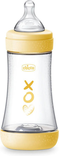 Chicco Plastic Baby Bottle Perfect 5 Anti-Colic with Silicone Teat for 2+ Months Yellow 240ml