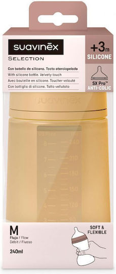 Suavinex Plastic Baby Bottle Anti-Colic with Silicone Nipple for 3+ months Yellow Mustard 240ml