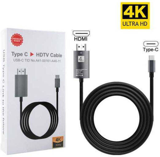 Type-c Hdtv Cable HDMI male - USB-C male 2m Μαύρο