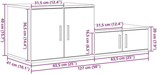 Kabinett Aufbewahrung L127xB41xH40cm