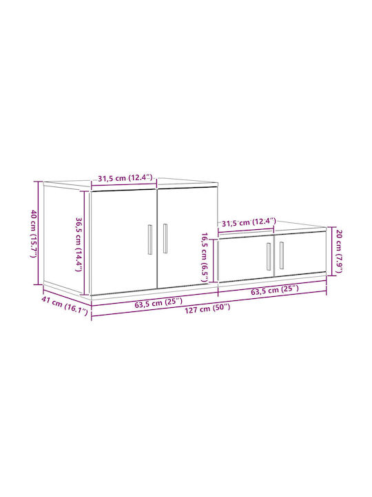 Cabinet Storage Wooden L127xW41xH40cm