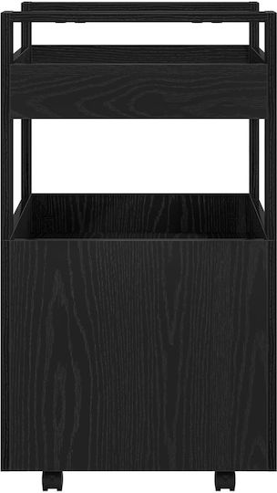 vidaXL Side Table with Wheels Black Oak