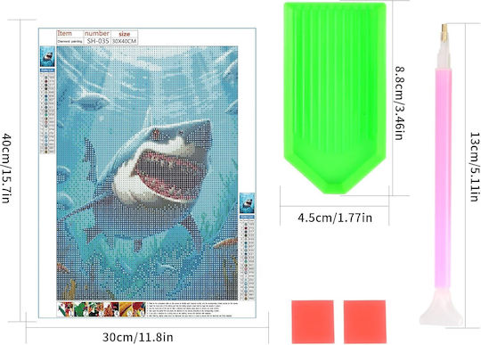 Haepxyby 5d Diamond Painting Kit Diy 30x40 Cm Shark