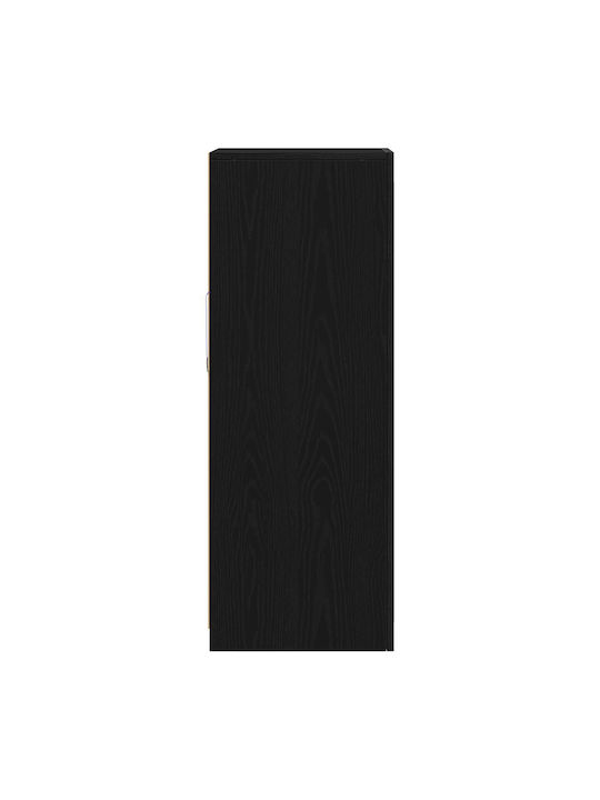 Floor-standing Living Room Display Cabinet made of Particleboard with Glass & Lighting Black Oak 41x37x100cm