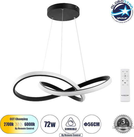 GloboStar Dexter Deckenleuchte Schwarz LED mit Verstellbarem Weiß Licht 56x56x14cm