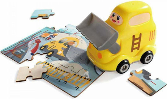 Ξύλινο Παιδικό Puzzle Σφηνώματα Μπουλντόζα 24pcs Top Bright