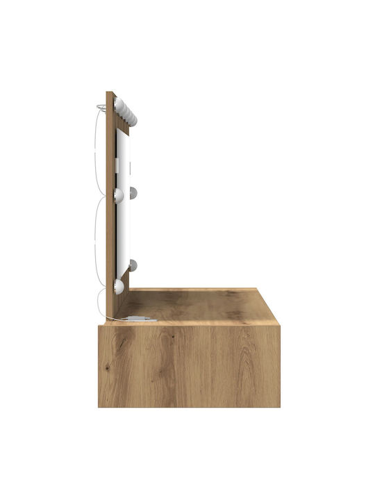 Wandmontage Schminktisch Schlafzimmer Holz Artisan Braune mit Spiegel 100x40x70cm