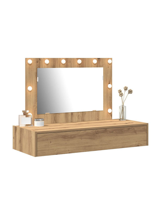 Wandmontage Schminktisch Schlafzimmer Holz Artisan Braune mit Spiegel 100x40x70cm