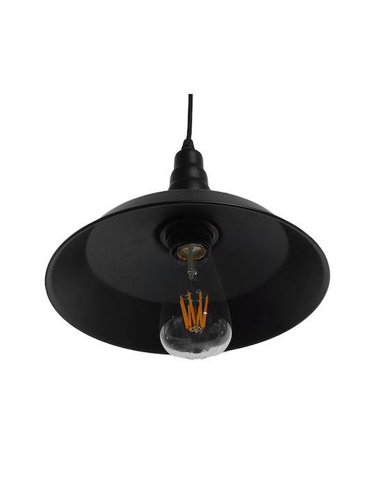 GloboStar Ray Hängelampe Schwarz Glocke mit Fassung E27 26x25cm.