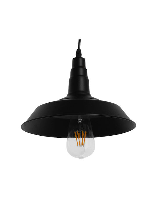 GloboStar Ray Hängelampe Schwarz Glocke mit Fassung E27 26x25cm.