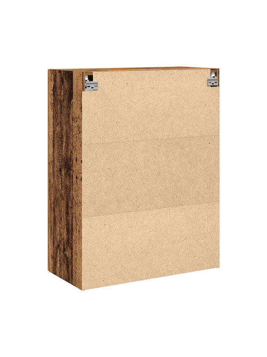 Wand Wohnzimmer Vitrine aus Spanplatte mit Glas Old Wood 69.5x34x90cm