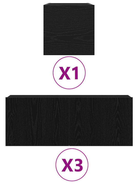 Wohnzimmer TV-Einheit Black Oak L80xB30xH30cm