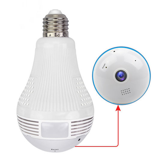GloboStar Cameră Ascunsă WiFi Lampă facială 1080p cu Slot pentru Card de Memorie și Senzor de Mișcare