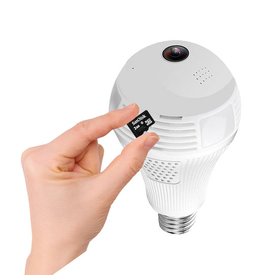 GloboStar Cameră Ascunsă WiFi Lampă facială 1080p cu Slot pentru Card de Memorie și Senzor de Mișcare