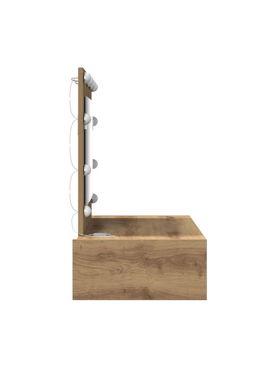Wandmontierte Schminktisch Schlafzimmer Holz Artisan Oak mit Spiegel 83x40x70cm