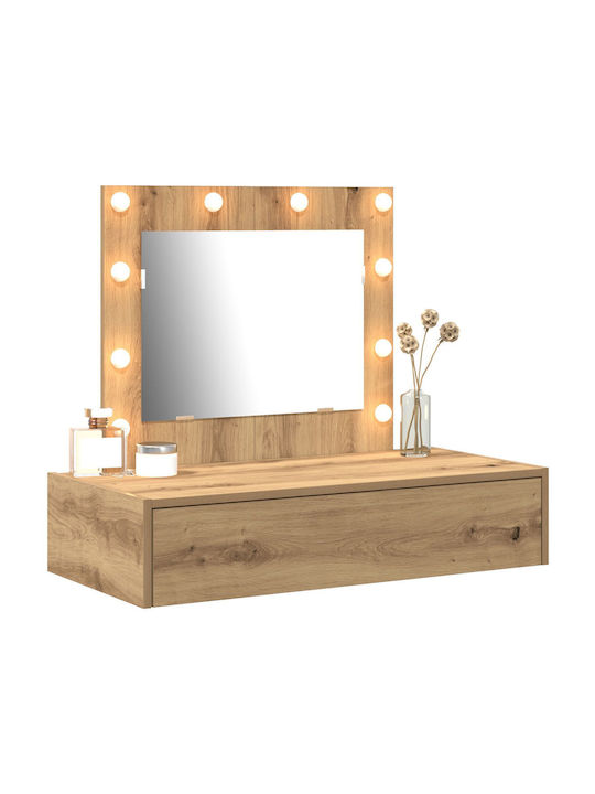 Wandmontierte Schminktisch Schlafzimmer Holz Artisan Oak mit Spiegel 83x40x70cm