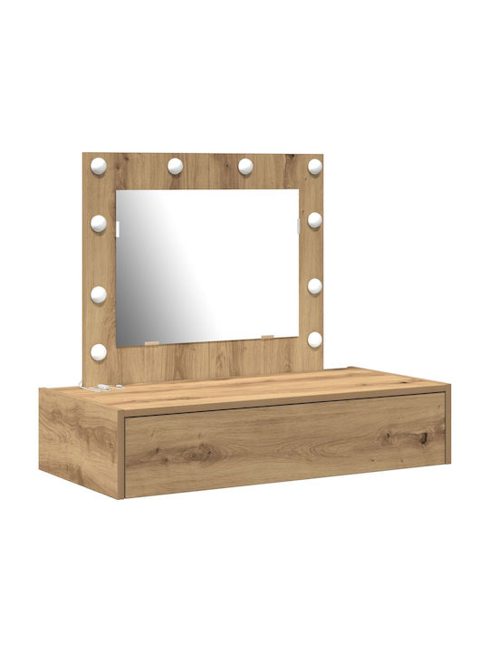 Wandmontierte Schminktisch Schlafzimmer Holz Artisan Oak mit Spiegel 83x40x70cm