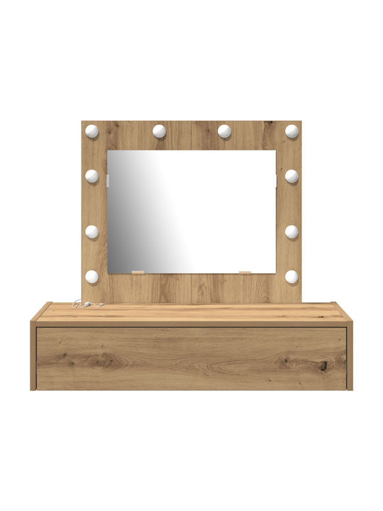 Wandmontierte Schminktisch Schlafzimmer Holz Artisan Oak mit Spiegel 83x40x70cm
