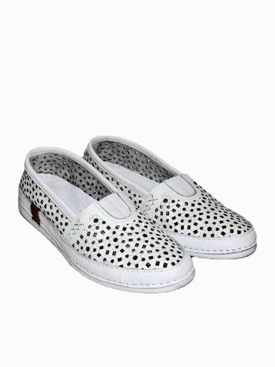 Δερμάτινα Γυναικεία Loafers σε Λευκό Χρώμα