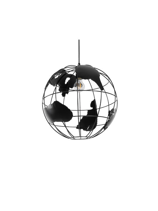GloboStar Earth Pendant Light Black Grid with Socket E27 41x41x40cm