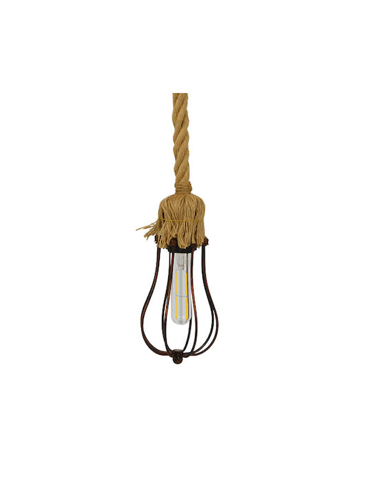 GloboStar Camber Pendant Light Beige Grid with Socket E27 11x25cm