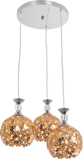 GloboStar Margarita Pendant Light Gold with Crystals for Socket E27 46x46x24cm
