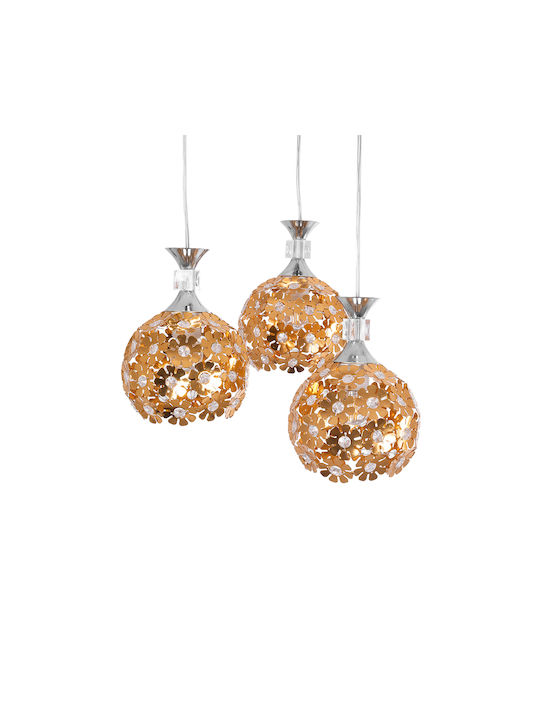 GloboStar Margarita Pendant Light Gold with Crystals for Socket E27 46x46x24cm