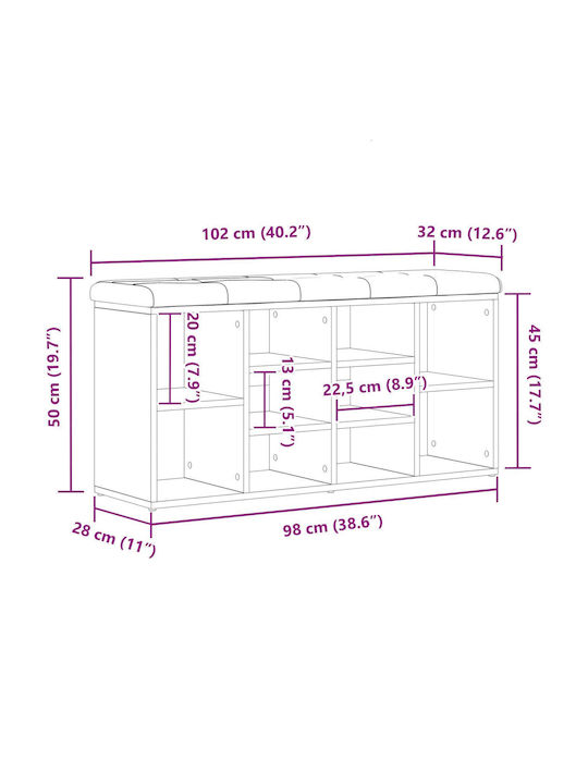 Entry Furniture with Shoe Rack & Bench Black Oak 100x30x48cm