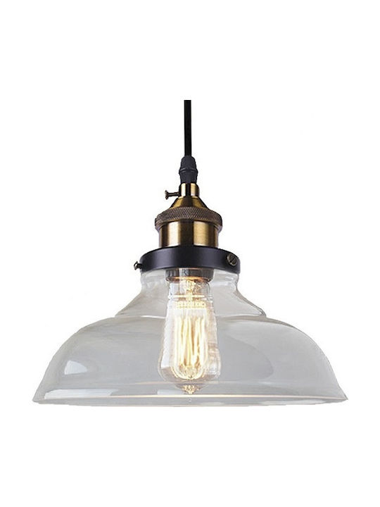 GloboStar Hatty Pendant Light Transparent Bell with Socket E27 24.5x22cm