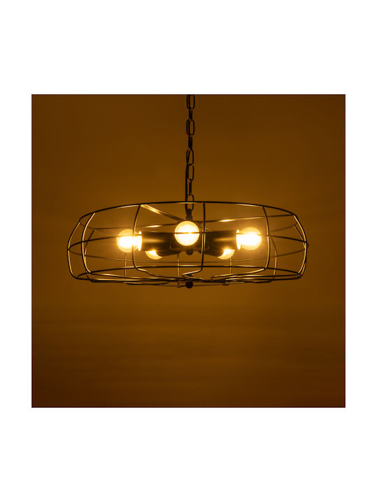 GloboStar Helix Висящо Осветително Тяло Черен Мрежа за 5 Крушки E27 48x48x12см.
