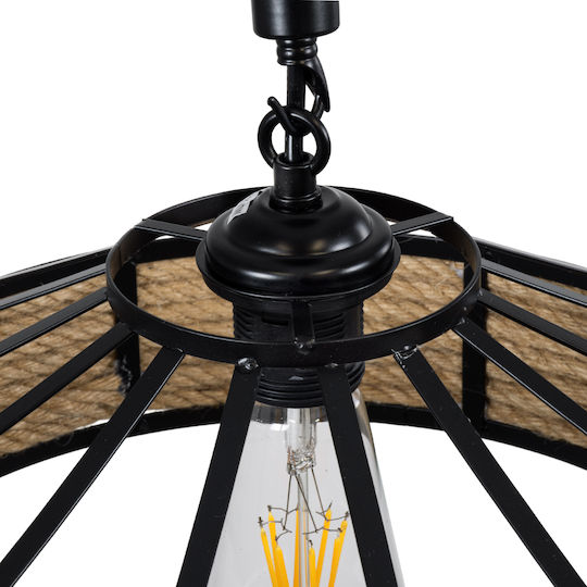 GloboStar Poli Brown Ceiling Light with Rope for E27 Socket 31x31x14cm