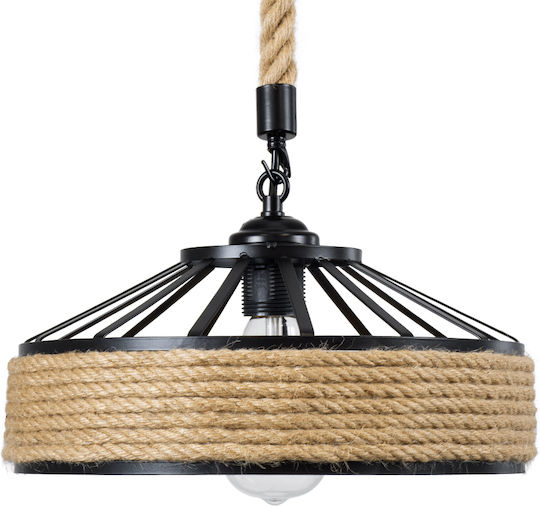 GloboStar Poli Brown Ceiling Light with Rope for E27 Socket 31x31x14cm