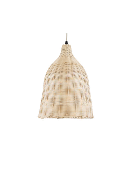 GloboStar Bahamas Light Wood Pendant Light Beige Bell with Socket E27 30cm