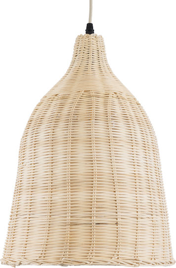 GloboStar Bahamas Light Wood Висящо Таванно Осветително Тяло Бежова Камбанка с Цокъл E27 30x30x40см