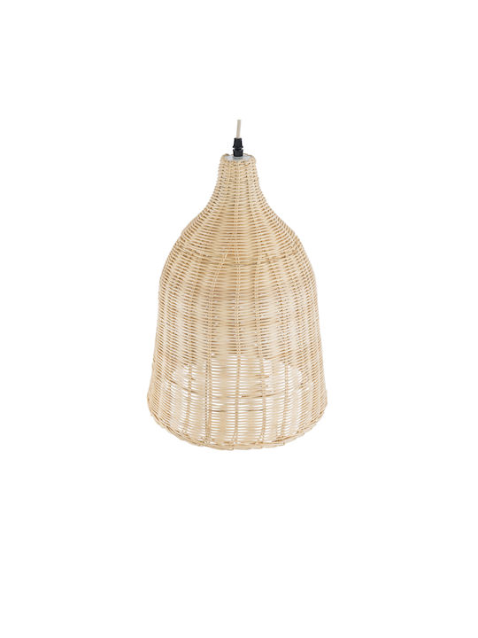 GloboStar Bahamas Light Wood Pendant Light Beige Bell with Socket E27 30cm