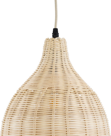 GloboStar Bahamas Light Wood Висящо Таванно Осветително Тяло Бежова Камбанка с Цокъл E27 30x30x40см