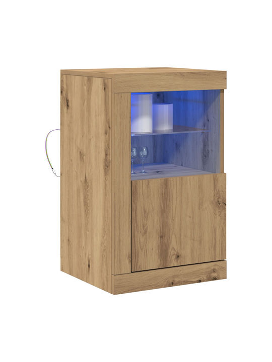 Wall Living Room Display Cabinet made of Particleboard with Glass & Lighting Artisan Oak 41x37x67cm