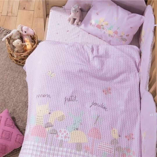 Nef-Nef Homeware Одеяло Детски пелени за пелени Mon Petit Jardin Pique Лилав 80x110см.