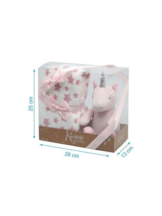 Kiokids Одеяло Детски пелени за пелени Флийс Бяло с Животно Pink 100x100см.