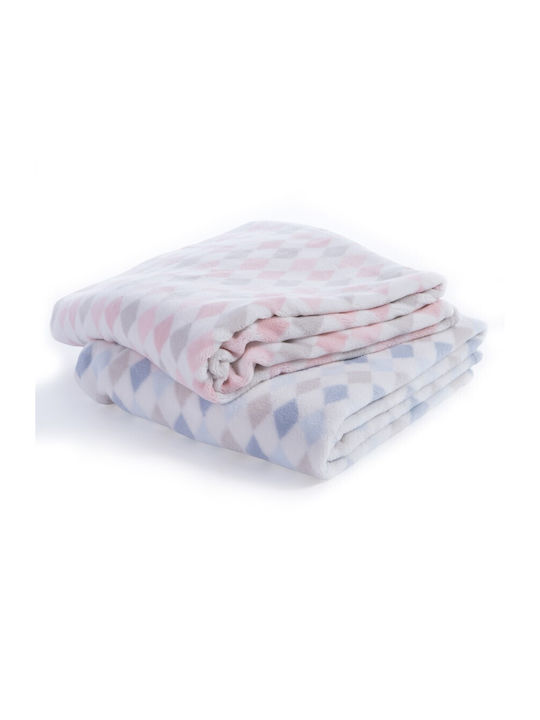 Nef-Nef Homeware Blanket Cot Rhombus Fleece Pink Pink 110x150cm