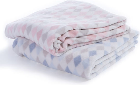Nef-Nef Homeware Decke Kinderbett Rhombus Vlies Rosa Pink 110x150cm