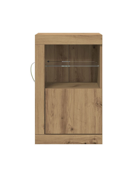 Wall Living Room Display Cabinet made of Particleboard with Glass & Lighting Artisan Oak 41x37x67cm