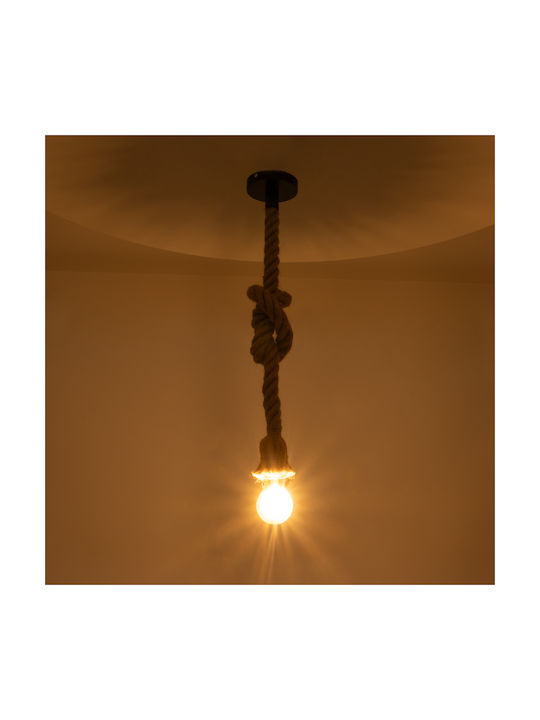GloboStar Rope Pendant Light Beige with Rope for Socket E27 3.5x3.5x100cm