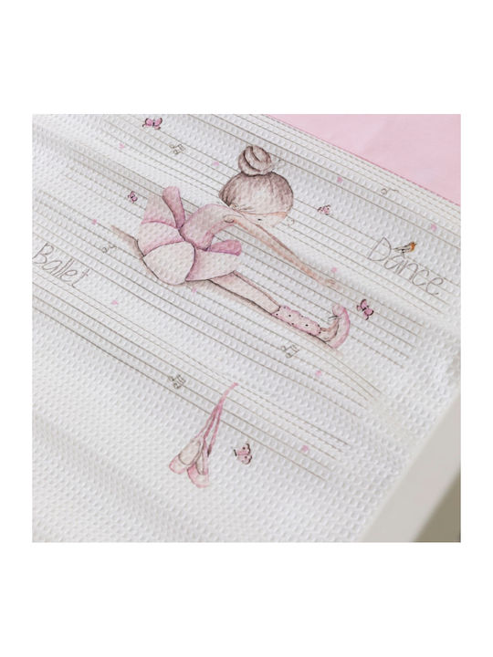 Borea Blanket Cot Waffle White WHITE-PINK 110x140cm