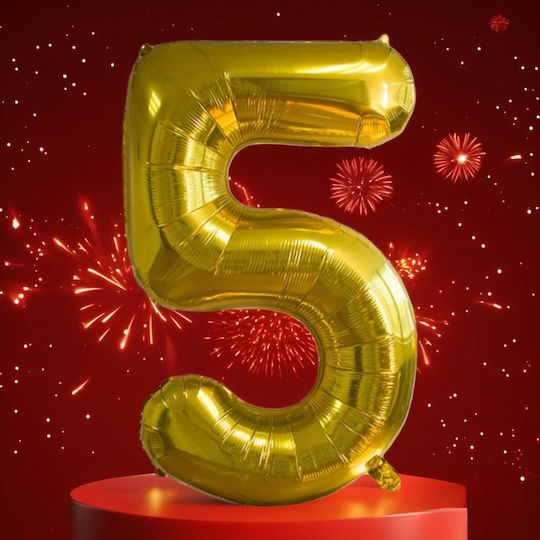 Luftballon Folie Jumbo Zahl 5 Gold 80cm