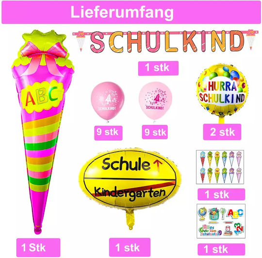 Set 24 Luftballons Folie Rosa Girls