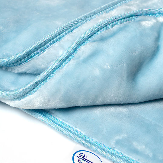Dimcol Blanket Cot Bebe Velvet Blue Baby Blue 140x110cm