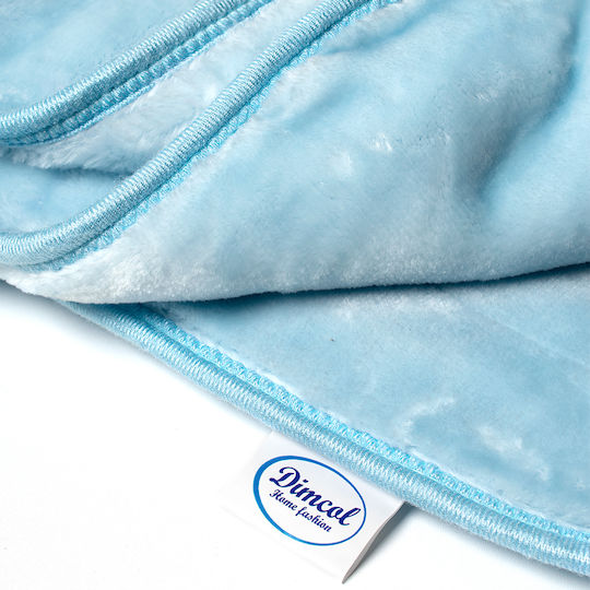Dimcol Blanket Cot Bebe Velvet Blue Baby Blue 140x110cm